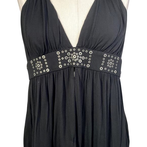 BCBG Halter Tie Embellished Gothic Rocker Grunge Dark Fairy Y2K Top - Picture 4 of 16